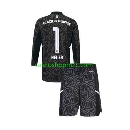 Bayern Monaco Manuel Neuer 1 Portiere Bambino Maglia Trasferta 2022/2023 Manica Lunga (+ Pantaloncini)